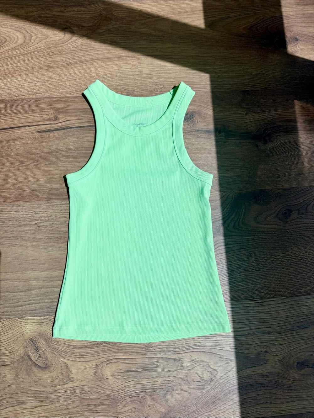Lime Green Ribbed Racerback Fitted Tank Top M